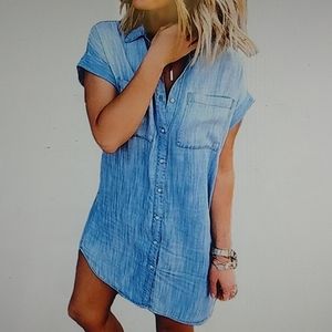 Loose Denim Blouse Mini Dress